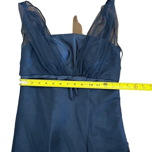 Jessica Iridescent Navy Chiffon Empire Waist Dress Sz 2 Wedding Prom Formal - Picture 15 of 15